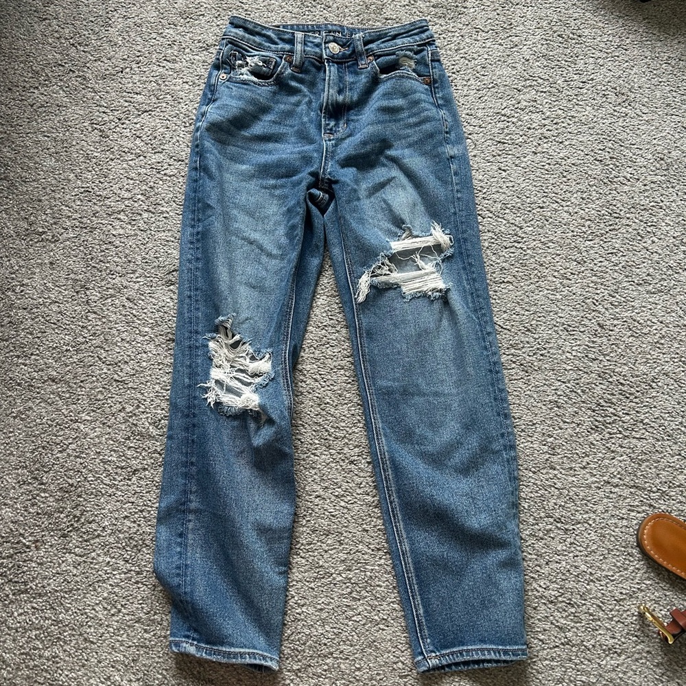 American Eagle Outfitters Blue Distressed Boyfriend Jeans